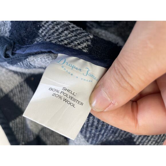 Draper James Cape Coat Womens X Small Small Blue White Buffalo Check Full Zip - Picture 5 of 10